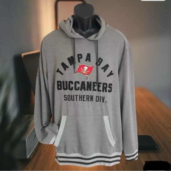 Team Apparel NFL Hoodie Drawstring Heather Gray Tampa Bay Buccaneers - Picture 11 of 11